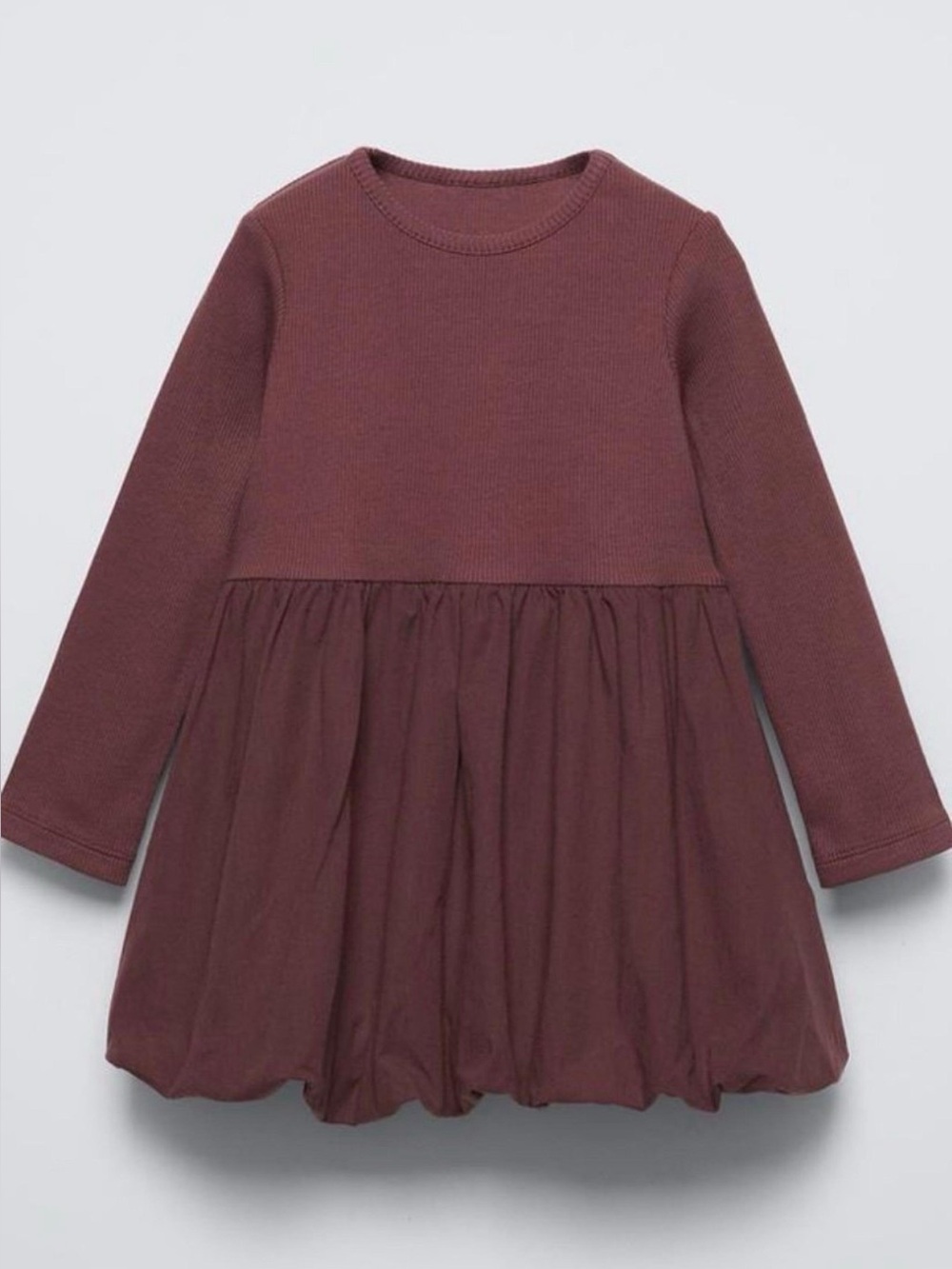 Zara Long Sleeve Bubble Dress in Brown 4T
